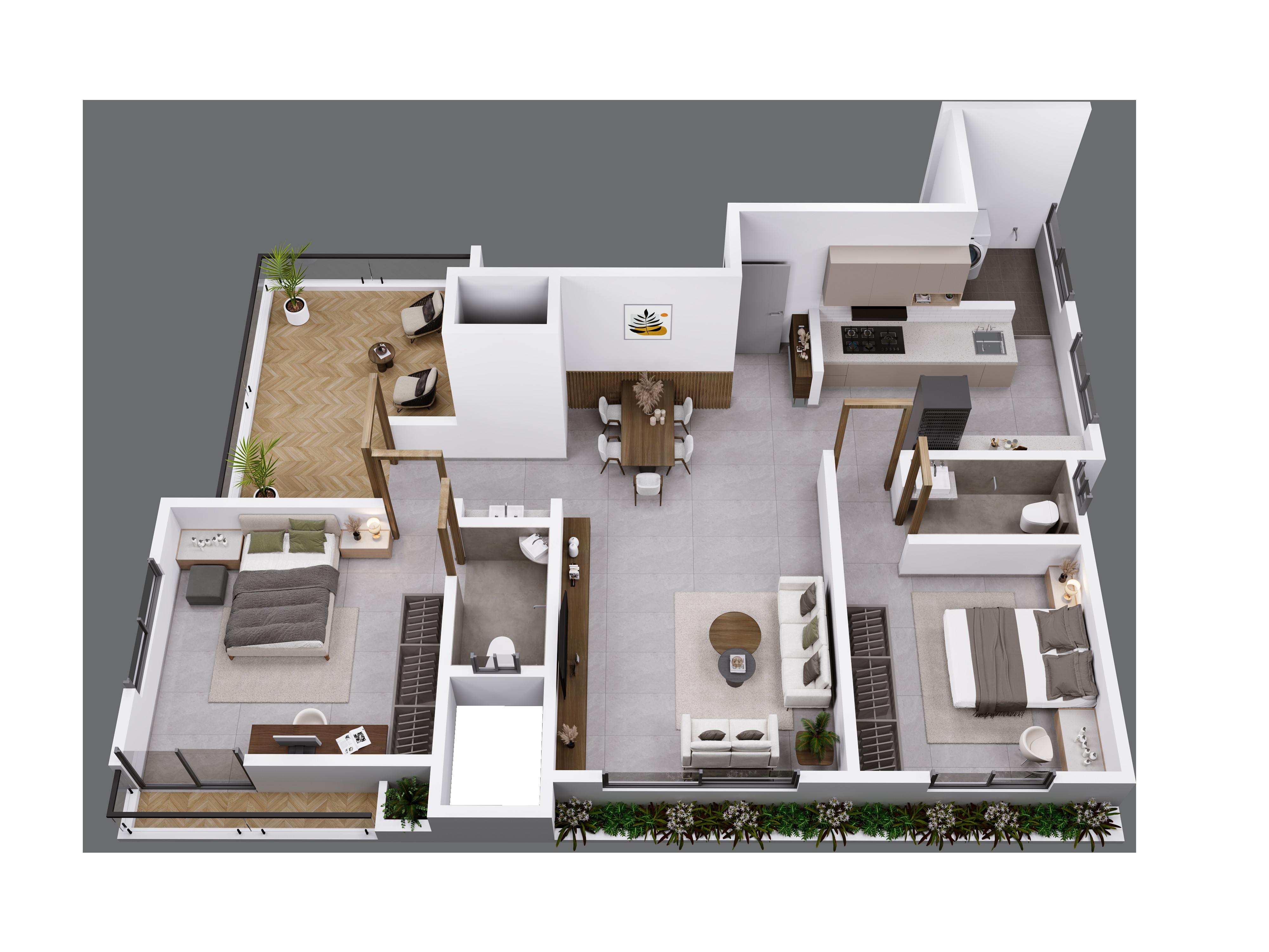 2 BHK Type C ultra premium apartment layout